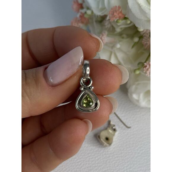 Peridot Necklace Earring Set: 925 Sterling Silver  925 Sterling Silver Peridot Earrings & Pendant Set